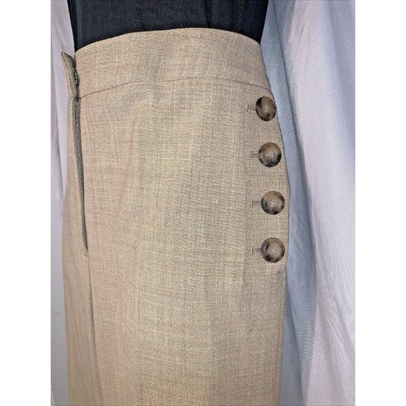 Etcetera~ Classy Lightweight Tan Linen Blend Pants w Button Accents Size 2 ~YaY! - Picture 7 of 12